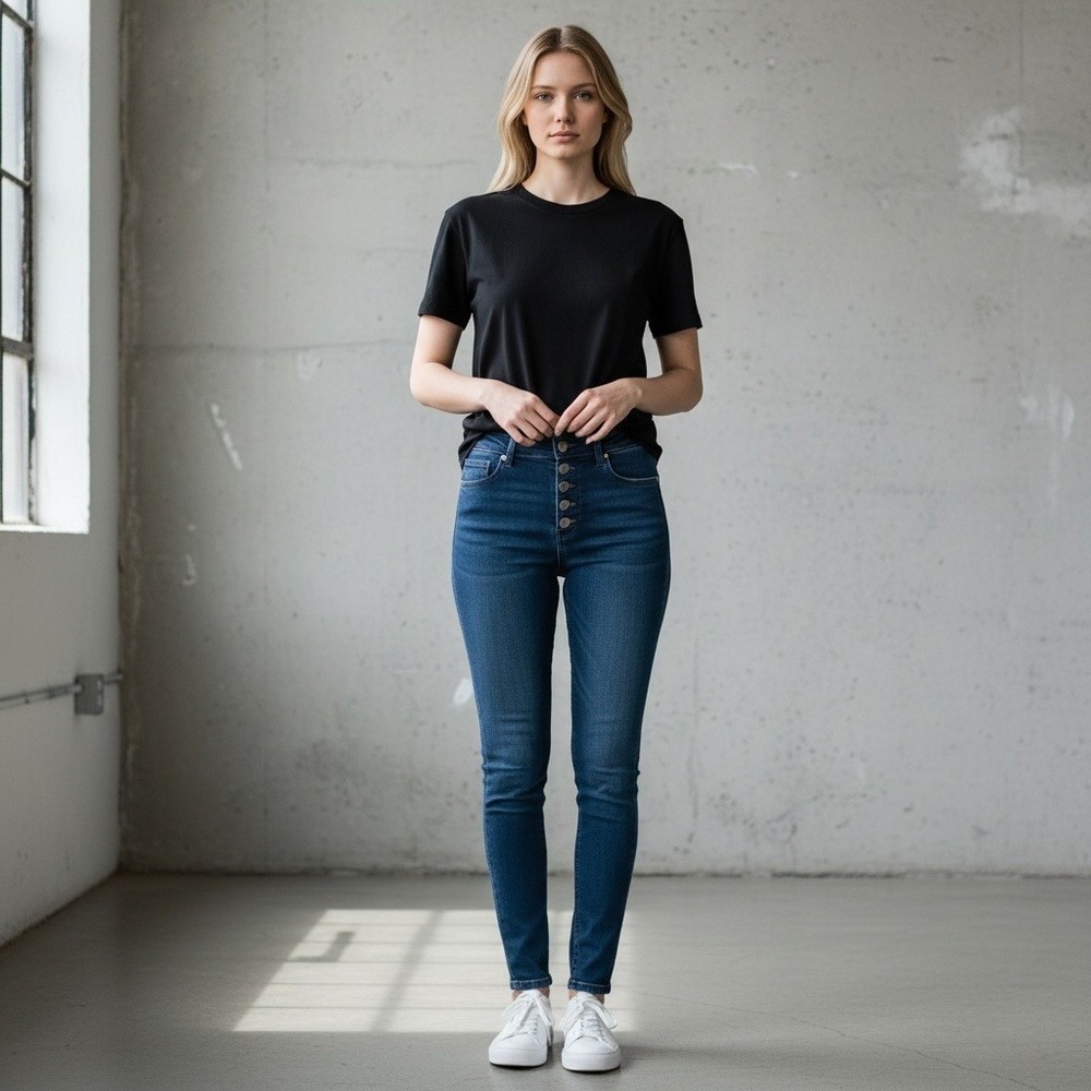 Paige Hoxton Ankle Jeans 29 Dark Blue Button Fly High Waisted Button Fly